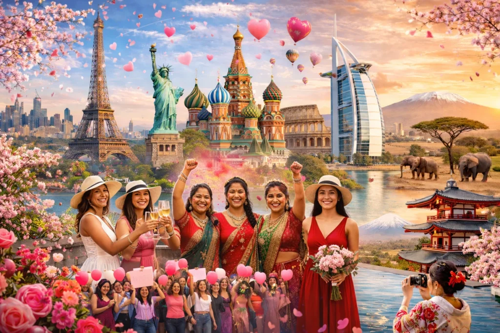 a digital collage celebrating international women