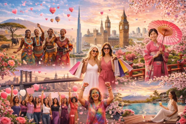 a photorealistic collage celebrating international