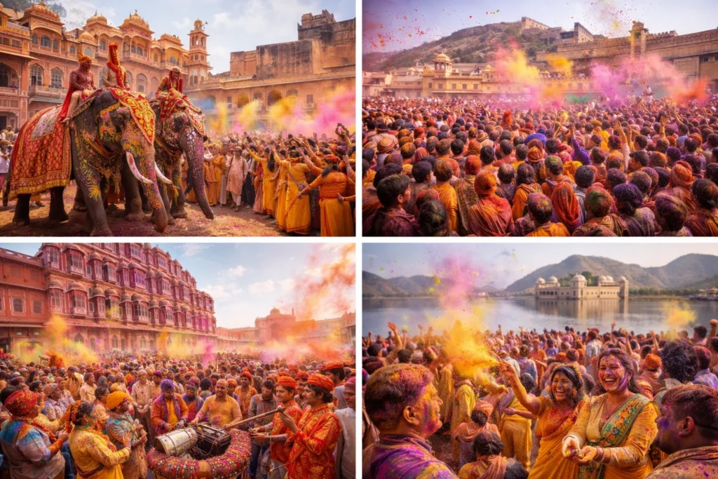 Best travel places to celebrate the Holi festival % jaipur holi