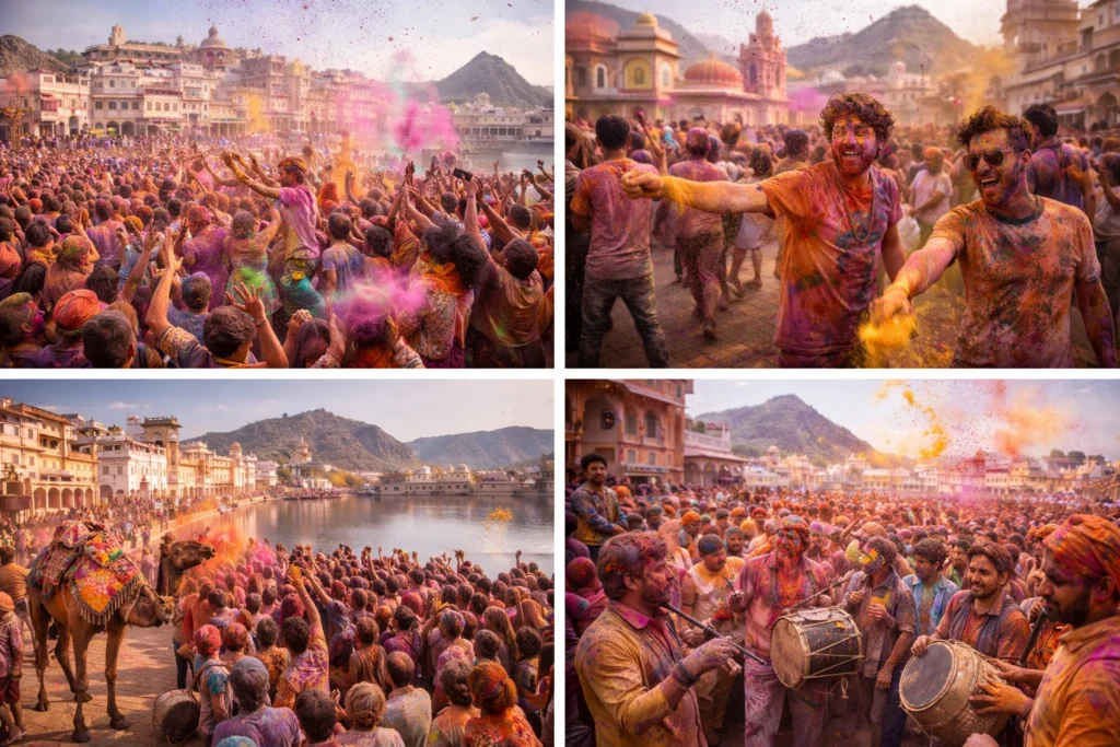 Best travel places to celebrate the Holi festival % pushkar holi