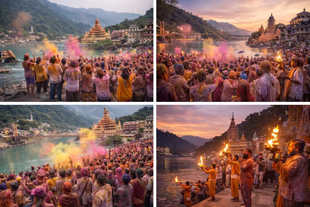 Best travel places to celebrate the Holi festival % rishikesh holi